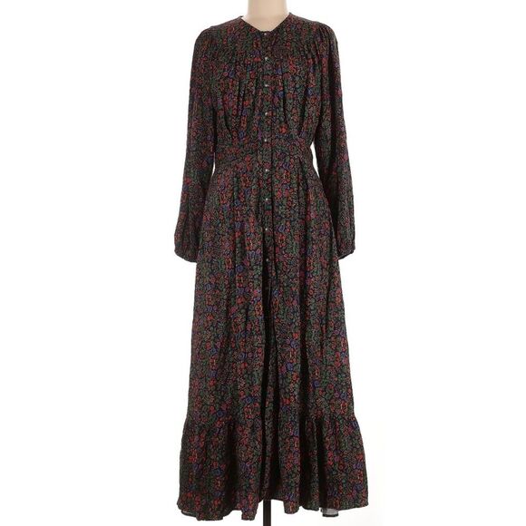 Xirena Navy Floral Garden Esme Maxi Dress with Pockets 100% Rayon size M - Picture 2 of 9